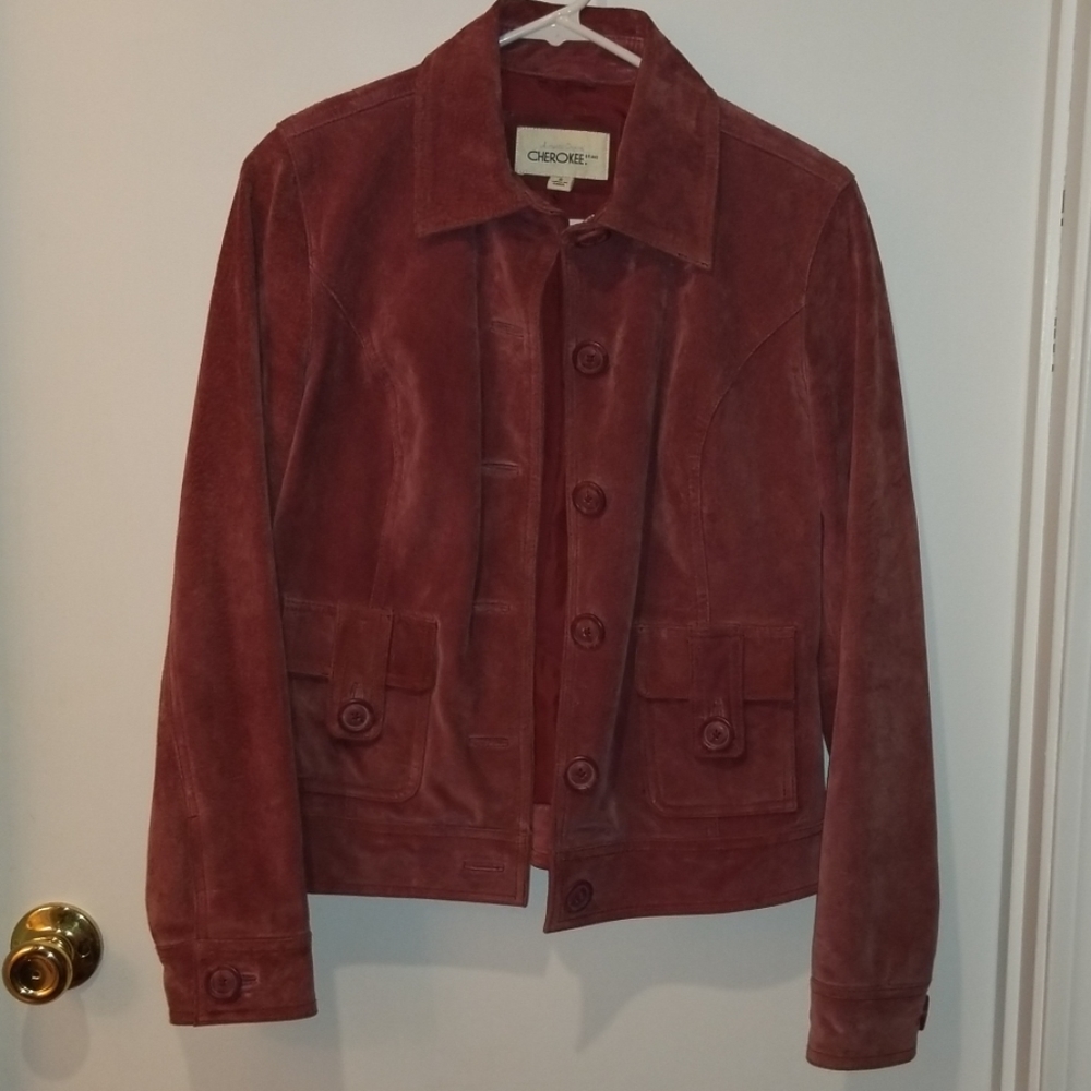 Dusty pink suede jacket.  Small